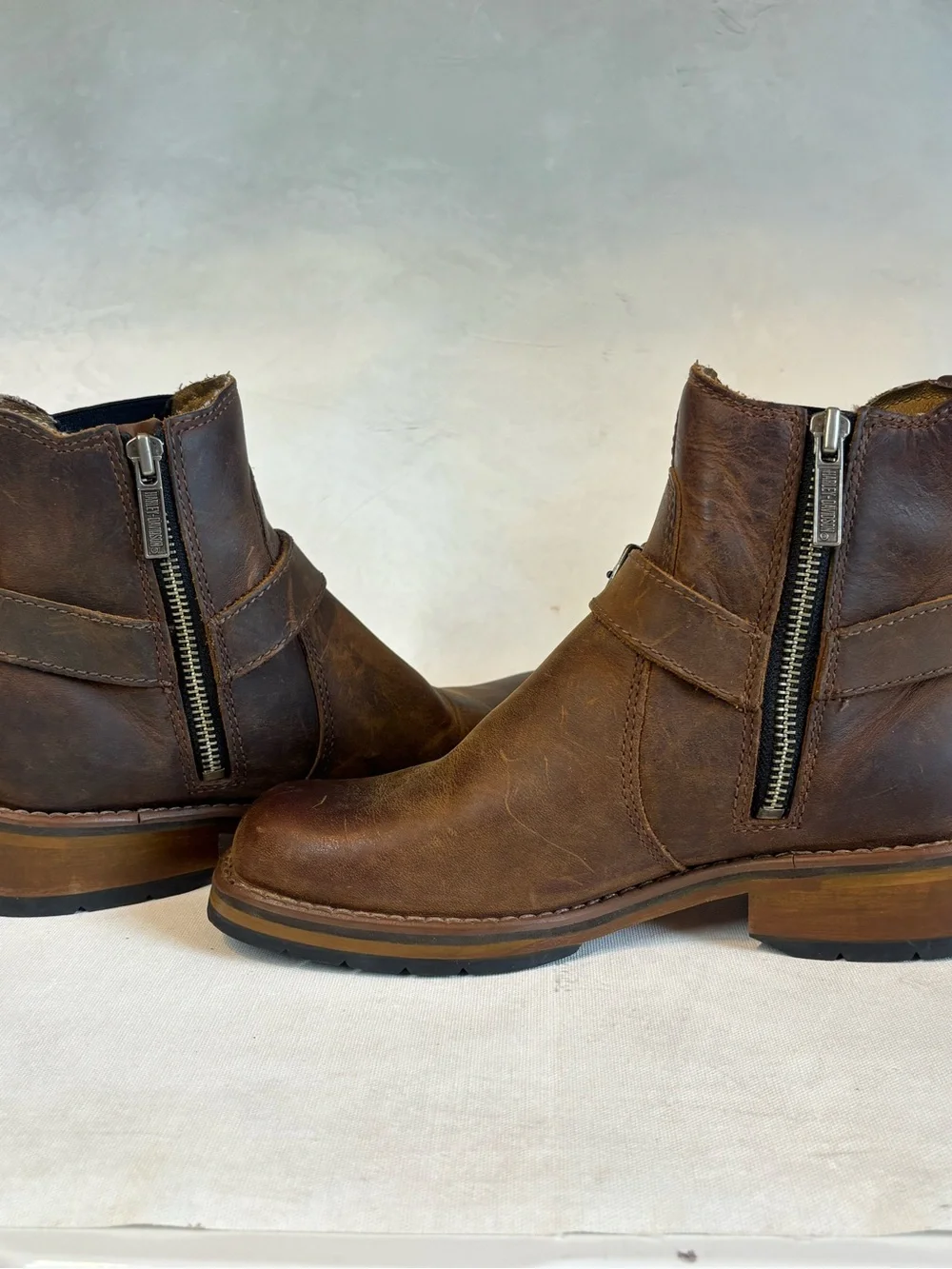 Harley-Davidson Women’s Brown Leather Harness Ankle Boots, size 5.5
